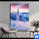Leinwandbild Sonnenaufgang Im Schnee Hochformat Produktvorschau mit dem Bild Sonnenaufgang im Schnee im Format Hochformat.