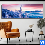 Leinwandbild Sonnenaufgang Im Schnee Panorama Produktvorschau mit dem Bild Sonnenaufgang im Schnee im Format Panorama.