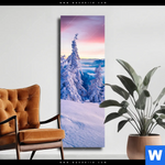 Leinwandbild Sonnenaufgang Im Schnee Schmal Produktvorschau mit dem Bild Sonnenaufgang im Schnee im Format Schmal.