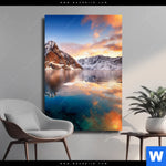 Leinwandbild Sonnenuntergang Norwegen Hochformat Produktvorschau mit dem Bild Sonnenuntergang Norwegen im Format Hochformat.