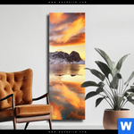 Leinwandbild Sonnenuntergang Norwegen Schmal Produktvorschau mit dem Bild Sonnenuntergang Norwegen im Format Schmal.