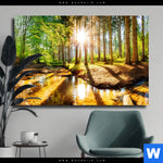 Leinwandbild Sonniger Wald Querformat Produktvorschau mit dem Bild Sonniger Wald im Format Querformat.