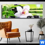Leinwandbild Spa Wellness Steine Panorama Produktvorschau mit dem Bild Spa Wellness Steine im Format Panorama.