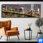 Leinwandbild Stadtlichter New York Panorama Produktvorschau mit dem Bild Stadtlichter New York im Format Panorama.