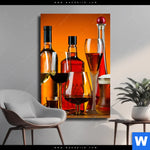 Leinwandbild Stillleben Flaschen Glaeser Hochformat Produktvorschau mit dem Bild Stillleben Flaschen Gläser im Format Hochformat.