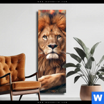 Leinwandbild Stolzer Blick Des Loewen Schmal Produktvorschau mit dem Bild Stolzer Blick des Löwen im Format Schmal.