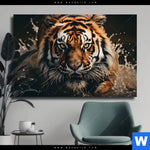 Leinwandbild Tiger Im Wasser Querformat Produktvorschau mit dem Bild Tiger im Wasser im Format Querformat.