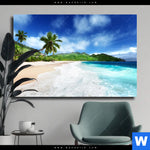 Leinwandbild Traumstrand Unter Palmen Querformat Produktvorschau mit dem Bild Traumstrand unter Palmen im Format Querformat.