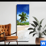 Leinwandbild Traumstrand Unter Palmen Schmal Produktvorschau mit dem Bild Traumstrand unter Palmen im Format Schmal.