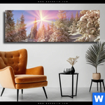 Leinwandbild Verschneiter Wald Panorama Produktvorschau mit dem Bild Verschneiter Wald im Format Panorama.