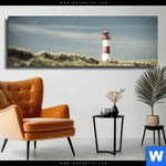 Leinwandbild Vintage Leuchtturm Panorama Produktvorschau mit dem Bild Vintage Leuchtturm im Format Panorama.