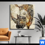 Leinwandbild Vintage Nashorn Quadrat Produktvorschau mit dem Bild Vintage Nashorn im Format Quadrat.
