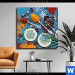 Leinwandbild Vintage Silberloeffel Mit Gewuerzen Quadrat Produktvorschau mit dem Bild Vintage Silberlöffel mit Gewürzen im Format Quadrat.