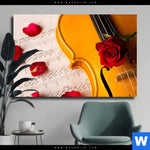Leinwandbild Violine Rose Querformat Produktvorschau mit dem Bild Violine & Rose im Format Querformat.
