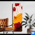 Leinwandbild Violine Rose Schmal Produktvorschau mit dem Bild Violine & Rose im Format Schmal.