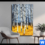 Leinwandbild Wald Mit Birkenbaeumen Hochformat Produktvorschau mit dem Bild Wald mit Birkenbäumen im Format Hochformat.