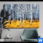 Leinwandbild Wald Mit Birkenbaeumen Querformat Produktvorschau mit dem Bild Wald mit Birkenbäumen im Format Querformat.