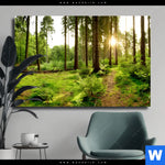 Leinwandbild Wald Mit Sonnenstrahlen No 2 Querformat Produktvorschau mit dem Bild Wald mit Sonnenstrahlen No.2 im Format Querformat.