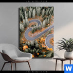 Leinwandbild Wald Strasse Von Oben Hochformat Produktvorschau mit dem Bild Wald & Straße von oben im Format Hochformat.