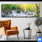 Leinwandbild Wald Wasserfall No 1 Panorama Produktvorschau mit dem Bild Wald & Wasserfall No. 1 im Format Panorama.