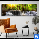 Leinwandbild Wald Wasserfall No 2 Panorama Produktvorschau mit dem Bild Wald & Wasserfall No. 2 im Format Panorama.