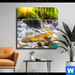 Leinwandbild Wald Wasserfall No 2 Quadrat Produktvorschau mit dem Bild Wald & Wasserfall No. 2 im Format Quadrat.