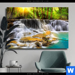 Leinwandbild Wald Wasserfall No 2 Querformat Produktvorschau mit dem Bild Wald & Wasserfall No. 2 im Format Querformat.