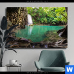 Leinwandbild Wald Wasserfall No 4 Querformat Produktvorschau mit dem Bild Wald & Wasserfall No. 4 im Format Querformat.