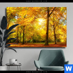 Leinwandbild Waldlandschaft Im Herbst Querformat Produktvorschau mit dem Bild Waldlandschaft im Herbst im Format Querformat.