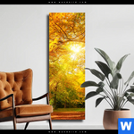 Leinwandbild Waldlandschaft Im Herbst Schmal Produktvorschau mit dem Bild Waldlandschaft im Herbst im Format Schmal.