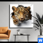 Leinwandbild Wanddurchbruch Leopard Quadrat Produktvorschau mit dem Bild Wanddurchbruch - Leopard im Format Quadrat.