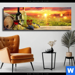 Leinwandbild Weinreben Im Abendlicht Panorama Produktvorschau mit dem Bild Weinreben im Abendlicht im Format Panorama.