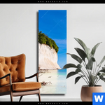 Leinwandbild Weisse Kreidefelswand Am Meer Schmal Produktvorschau mit dem Bild Weiße Kreidefelswand am Meer im Format Schmal.
