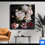 Leinwandbild Weisse Pfingstrosen Quadrat Produktvorschau mit dem Bild Weiße Pfingstrosen im Format Quadrat.