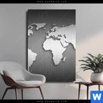 Leinwandbild Weltkarte Edelstahloptik Hochformat Produktvorschau mit dem Bild Weltkarte Edelstahloptik im Format Hochformat.