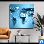 Leinwandbild Weltkarte Kommunikation Quadrat Produktvorschau mit dem Bild Weltkarte Kommunikation im Format Quadrat.