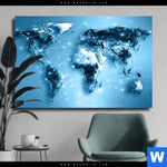Leinwandbild Weltkarte Kommunikation Querformat Produktvorschau mit dem Bild Weltkarte Kommunikation im Format Querformat.