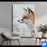 Leinwandbild Winterstille Der Fuchs Hochformat Produktvorschau mit dem Bild Winterstille - Der Fuchs im Format Hochformat.