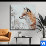 Leinwandbild Winterstille Der Fuchs Quadrat Produktvorschau mit dem Bild Winterstille - Der Fuchs im Format Quadrat.