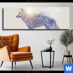 Leinwandbild Wolf Wald No 1 Panorama Produktvorschau mit dem Bild Wolf & Wald No.1 im Format Panorama.