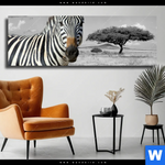 Leinwandbild Zebra In Afrika Panorama Produktvorschau mit dem Bild Zebra in Afrika im Format Panorama.