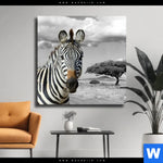 Leinwandbild Zebra In Afrika Quadrat Produktvorschau mit dem Bild Zebra in Afrika im Format Quadrat.