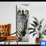 Leinwandbild Zebra In Afrika Schmal Produktvorschau mit dem Bild Zebra in Afrika im Format Schmal.