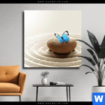 Leinwandbild Zen Stein Mit Schmetterling Quadrat Produktvorschau mit dem Bild Zen Stein mit Schmetterling im Format Quadrat.