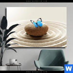 Leinwandbild Zen Stein Mit Schmetterling Querformat Produktvorschau mit dem Bild Zen Stein mit Schmetterling im Format Querformat.