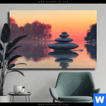 Leinwandbild Zen Steine Sonnenuntergang Querformat Produktvorschau mit dem Bild Zen Steine & Sonnenuntergang im Format Querformat.