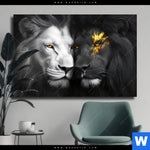 Leinwandbild Zwei Loewen Schwarz Weiss Querformat Produktvorschau mit dem Bild Zwei Löwen Schwarz & Weiß im Format Querformat.
