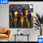 Leuchtbild Abstrakte Lavendel Kunst Quadrat Produktvorschau mit dem Bild Abstrakte Lavendel-Kunst im Format Quadrat.