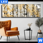 Leuchtbild Abstrakter Birkenwald Panorama Produktvorschau mit dem Bild Abstrakter Birkenwald im Format Panorama.