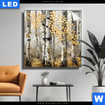 Leuchtbild Abstrakter Birkenwald Quadrat Produktvorschau mit dem Bild Abstrakter Birkenwald im Format Quadrat.